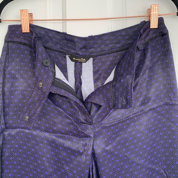 Massimo Dutti Purple Satin Trousers Geometric Pattern New Pants Size 6 - Picture 6 of 16